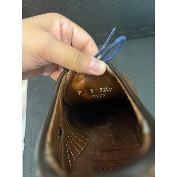 Allen Edmonds MacNeil Brown Leather‎ Long Wingtip Shoes Blue Laces Size 7D 9247 - Picture 5 of 10